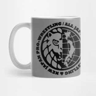 AJPW and NJPW combined Logo B&W Mug